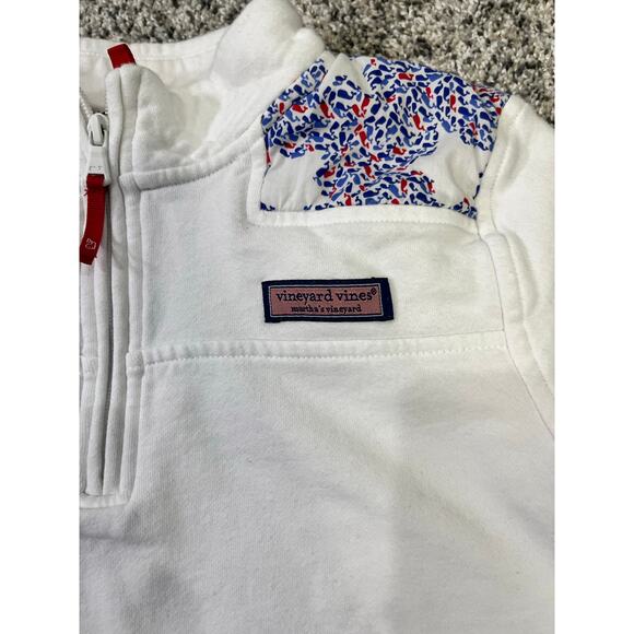 Vineyard Vines Patriotic Shoulder Shep Pullover‎ Quarter Zip, Girls Sz 14 White - Picture 5 of 10